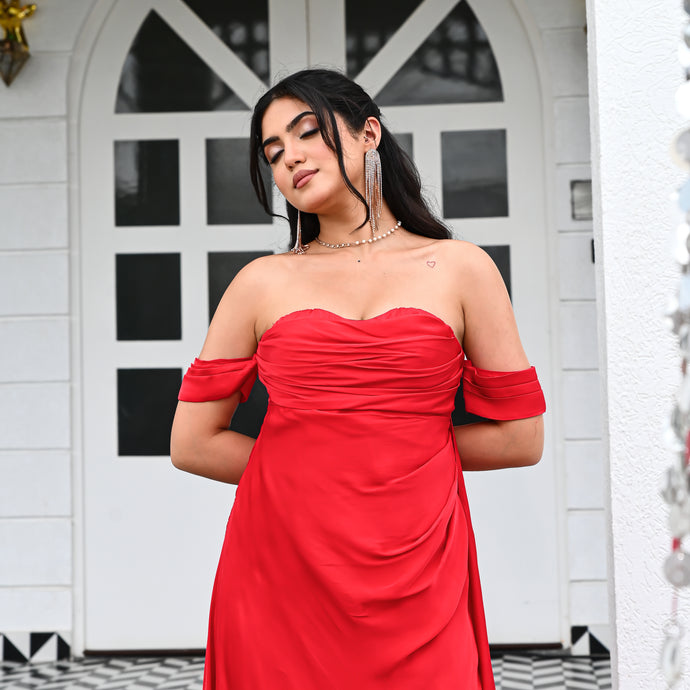 Red Velvet Affair Long Dress